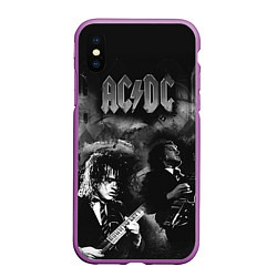 Чехол iPhone XS Max матовый AC/DC, цвет: 3D-фиолетовый