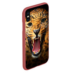 Чехол iPhone XS Max матовый Рык леопарда, цвет: 3D-красный — фото 2