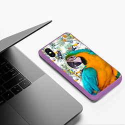 Чехол iPhone XS Max матовый Летний попугай, цвет: 3D-фиолетовый — фото 2