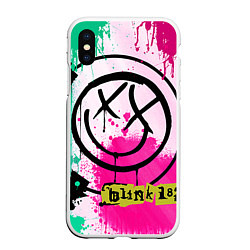 Чехол iPhone XS Max матовый Blink-182: Purple Smile, цвет: 3D-белый