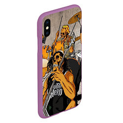 Чехол iPhone XS Max матовый Metallica: Guitar Hero, цвет: 3D-фиолетовый — фото 2