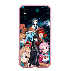 Чехол iPhone XS Max матовый Sword Art Online, цвет: 3D-розовый