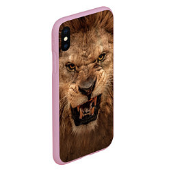 Чехол iPhone XS Max матовый Взгляд льва, цвет: 3D-розовый — фото 2
