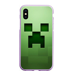 Чехол iPhone XS Max матовый Creeper Face, цвет: 3D-сиреневый