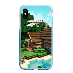 Чехол iPhone XS Max матовый Minecraft House, цвет: 3D-голубой