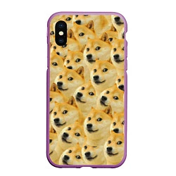Чехол iPhone XS Max матовый Doge, цвет: 3D-фиолетовый
