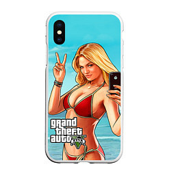 Чехол iPhone XS Max матовый GTA 5: Selfie Girl, цвет: 3D-белый