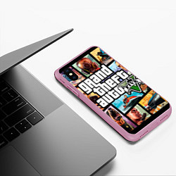 Чехол iPhone XS Max матовый GTA 5: City Stories, цвет: 3D-розовый — фото 2