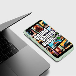 Чехол iPhone XS Max матовый GTA 5: City Stories, цвет: 3D-салатовый — фото 2