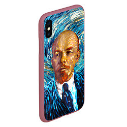 Чехол iPhone XS Max матовый Ленин Ван Гога, цвет: 3D-малиновый — фото 2