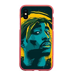 Чехол iPhone XS Max матовый 2Pac Shakur, цвет: 3D-красный