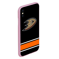 Чехол iPhone XS Max матовый Anaheim Ducks Selanne, цвет: 3D-розовый — фото 2