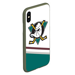 Чехол iPhone XS Max матовый Anaheim Ducks Selanne, цвет: 3D-темно-зеленый — фото 2