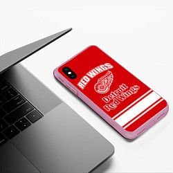 Чехол iPhone XS Max матовый Detroit red wings, цвет: 3D-розовый — фото 2