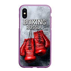 Чехол iPhone XS Max матовый Boxing Russia, цвет: 3D-фиолетовый