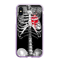Чехол iPhone XS Max матовый Скелет с сердцем, цвет: 3D-сиреневый