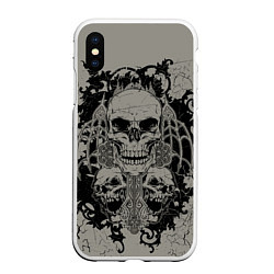 Чехол iPhone XS Max матовый Skulls, цвет: 3D-белый