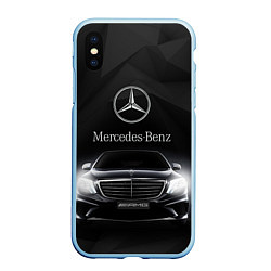 Чехол iPhone XS Max матовый Mercedes, цвет: 3D-голубой