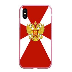 Чехол iPhone XS Max матовый Флаг ВВ, цвет: 3D-розовый