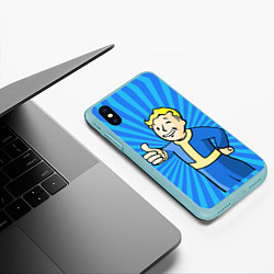 Чехол iPhone XS Max матовый Fallout Blue, цвет: 3D-мятный — фото 2