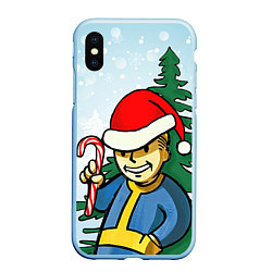 Чехол iPhone XS Max матовый Fallout Christmas, цвет: 3D-голубой
