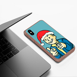 Чехол iPhone XS Max матовый Fallout New Year, цвет: 3D-коричневый — фото 2