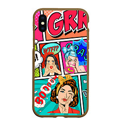 Чехол iPhone XS Max матовый POP ART, цвет: 3D-коричневый