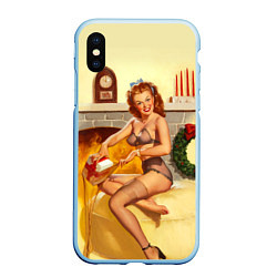 Чехол iPhone XS Max матовый Pin up, цвет: 3D-голубой