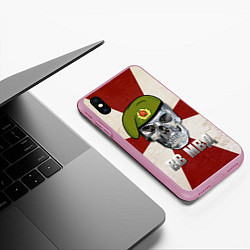 Чехол iPhone XS Max матовый Череп: ВВ МВД, цвет: 3D-розовый — фото 2