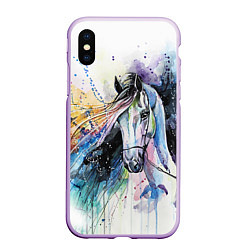 Чехол iPhone XS Max матовый Акварельная лошадь