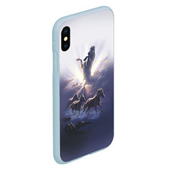 Чехол iPhone XS Max матовый Небесные лошади, цвет: 3D-голубой — фото 2