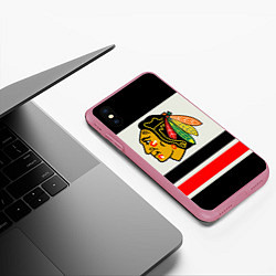 Чехол iPhone XS Max матовый Chicago Blackhawks, цвет: 3D-малиновый — фото 2