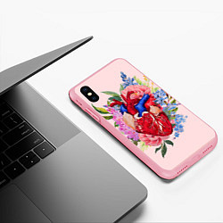 Чехол iPhone XS Max матовый Цветочное сердце, цвет: 3D-баблгам — фото 2