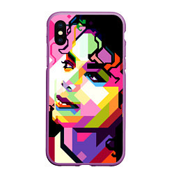 Чехол iPhone XS Max матовый Michael Jackson Art, цвет: 3D-фиолетовый