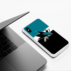 Чехол iPhone XS Max матовый San Jose Sharks, цвет: 3D-белый — фото 2