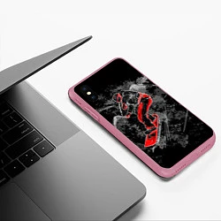 Чехол iPhone XS Max матовый Сноубордист, цвет: 3D-малиновый — фото 2