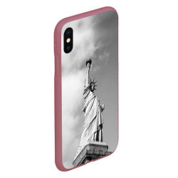 Чехол iPhone XS Max матовый Статуя Свободы, цвет: 3D-малиновый — фото 2