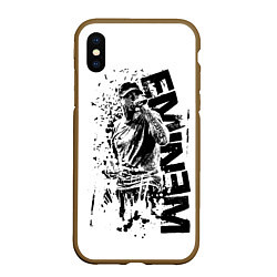 Чехол iPhone XS Max матовый Eminem Rap, цвет: 3D-коричневый