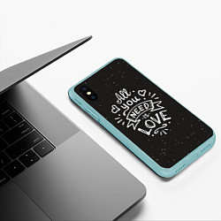 Чехол iPhone XS Max матовый Любовь надпись, цвет: 3D-мятный — фото 2
