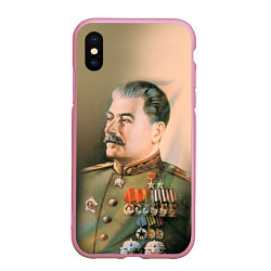 Чехол iPhone XS Max матовый Иосиф Сталин, цвет: 3D-розовый
