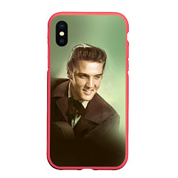 Чехол iPhone XS Max матовый Elvis Young, цвет: 3D-красный