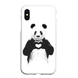 Чехол iPhone XS Max матовый Panda Love, цвет: 3D-белый