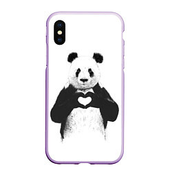 Чехол iPhone XS Max матовый Panda Love, цвет: 3D-сиреневый