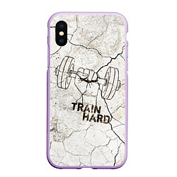 Чехол iPhone XS Max матовый Train hard, цвет: 3D-сиреневый