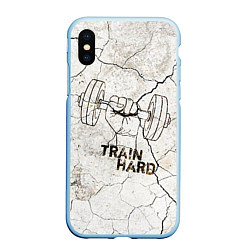 Чехол iPhone XS Max матовый Train hard, цвет: 3D-голубой