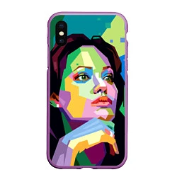 Чехол iPhone XS Max матовый Angelina Jolie: Art, цвет: 3D-фиолетовый