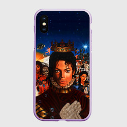 Чехол iPhone XS Max матовый Michael Jackson: Pop King, цвет: 3D-сиреневый