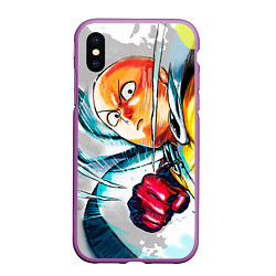 Чехол iPhone XS Max матовый One Punch Man Rage, цвет: 3D-фиолетовый