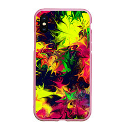Чехол iPhone XS Max матовый Кислотный взрыв, цвет: 3D-розовый