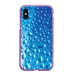 Чехол iPhone XS Max матовый Капли воды, цвет: 3D-фиолетовый